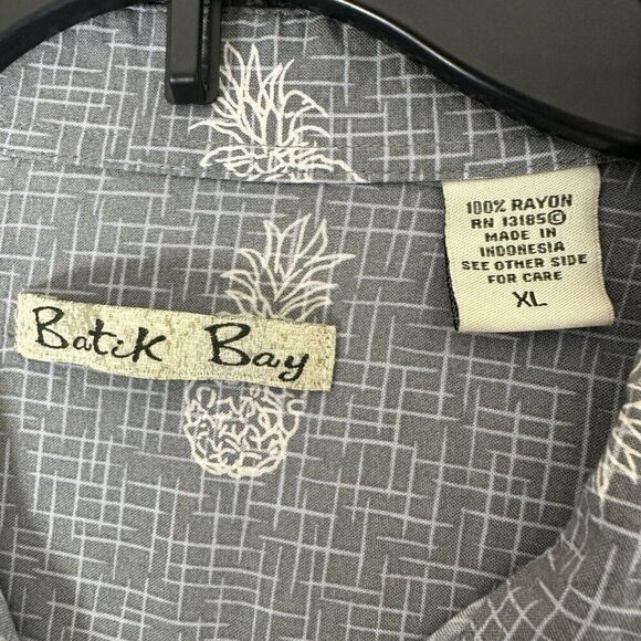 Batck Bay Hawaiian Shirt Mens XL Rayon Palm Trees Pineapple Short Sleeve Adult - Picture 2 of 5
